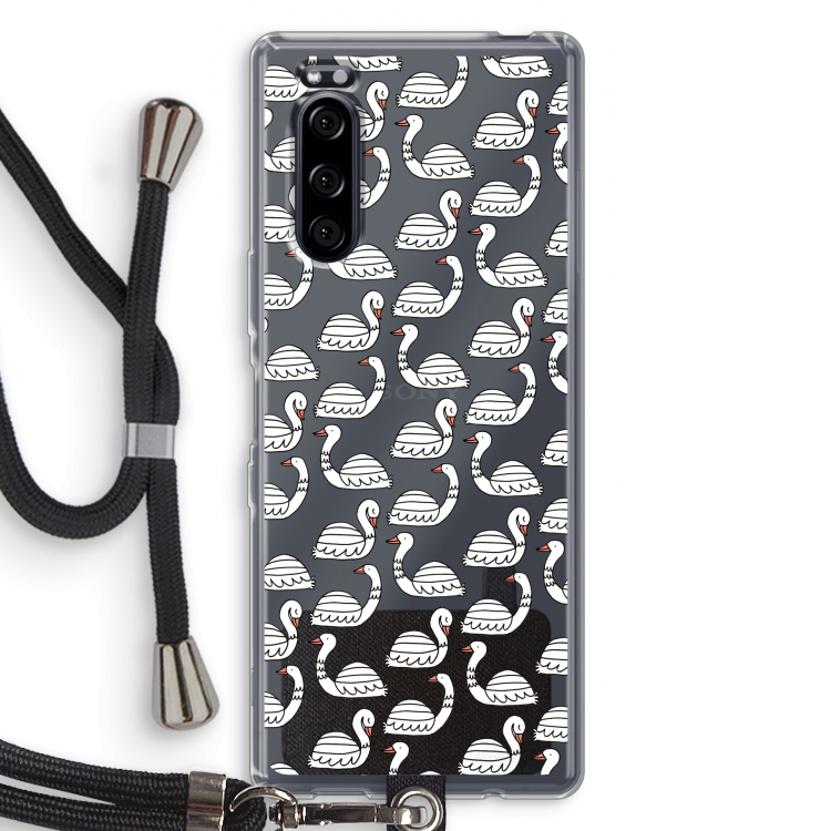 Zwanen: Sony Xperia 5 Transparant Hoesje met koord