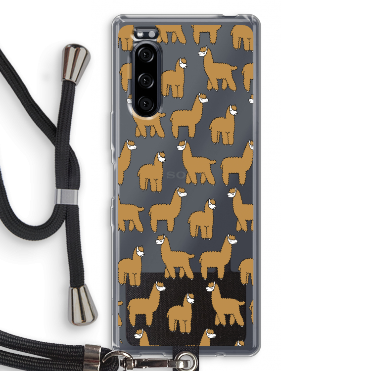 Alpacas: Sony Xperia 5 Transparant Hoesje met koord