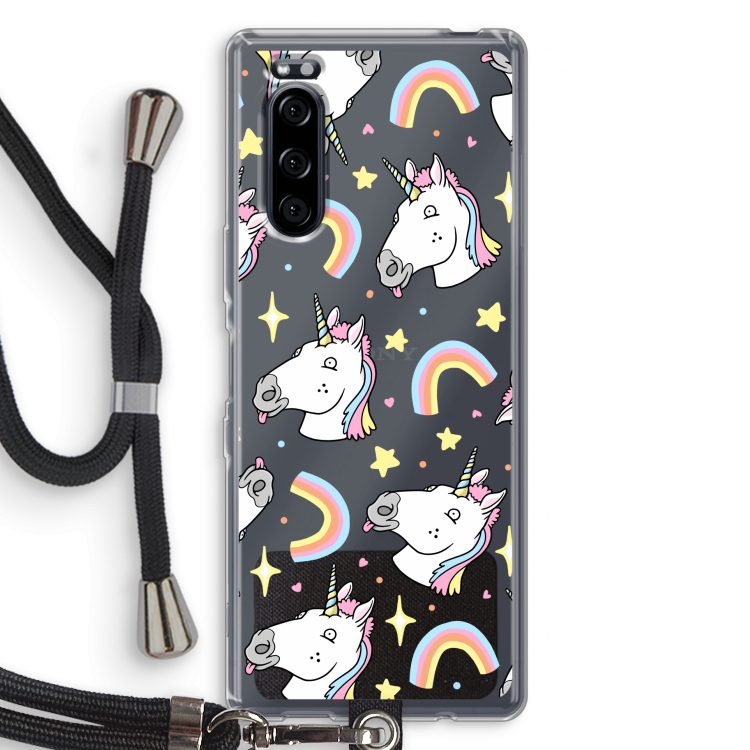 Rainbow Unicorn: Sony Xperia 5 Transparant Hoesje met koord