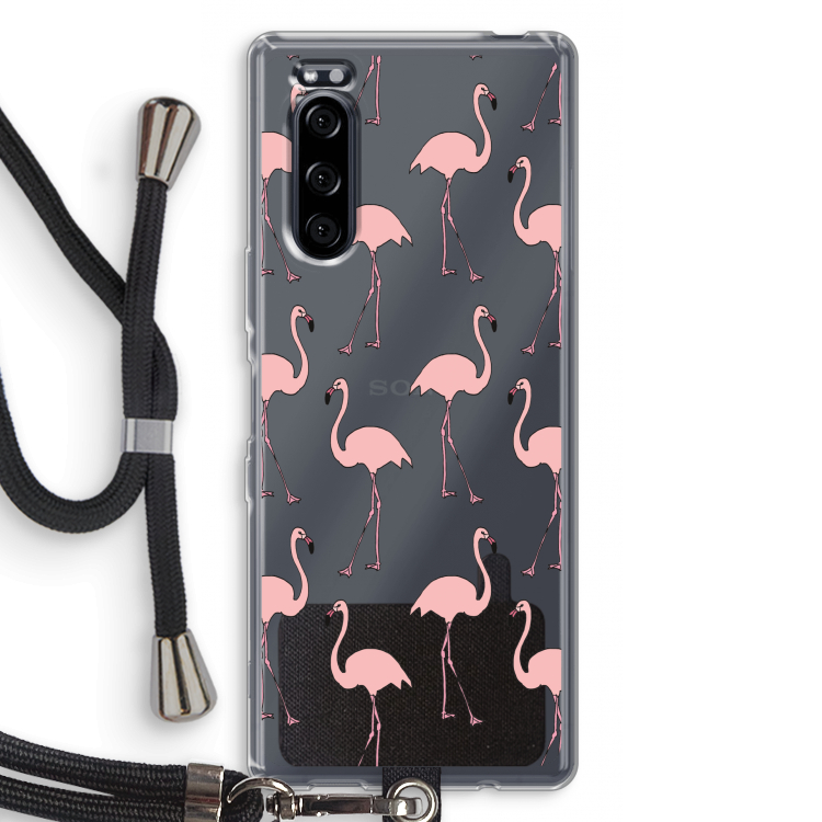 Anything Flamingoes: Sony Xperia 5 Transparant Hoesje met koord
