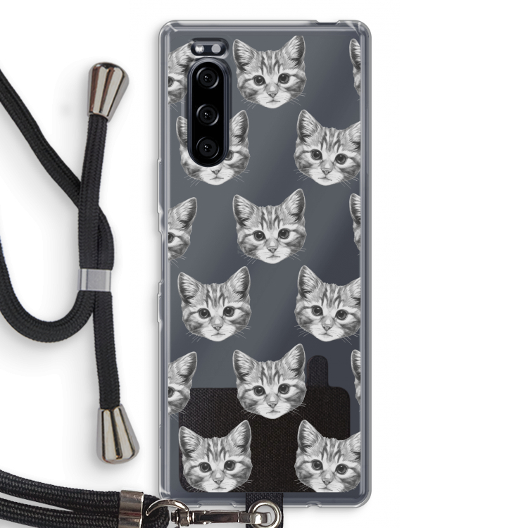 Kitten: Sony Xperia 5 Transparant Hoesje met koord