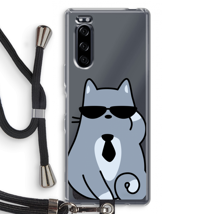 Cool cat: Sony Xperia 5 Transparant Hoesje met koord