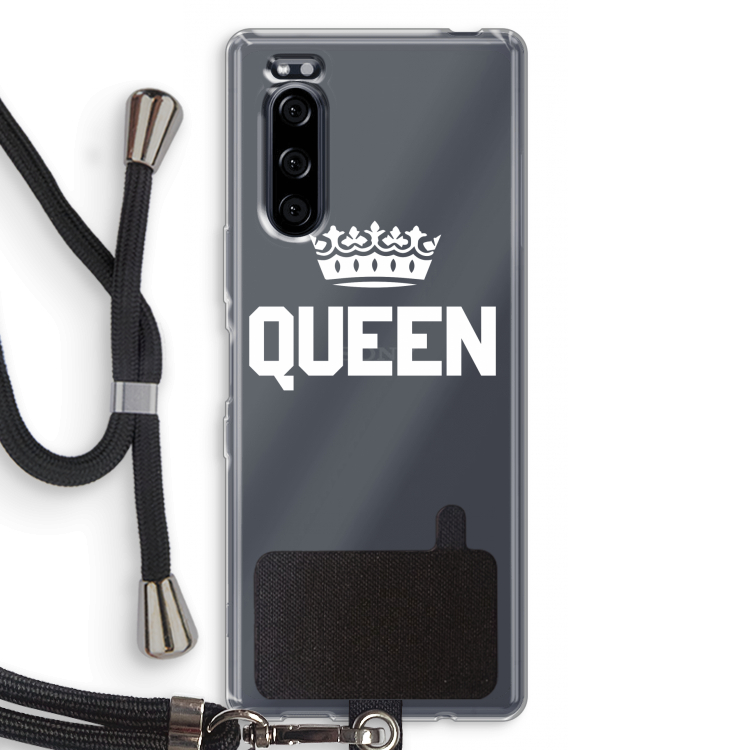 Queen zwart: Sony Xperia 5 Transparant Hoesje met koord