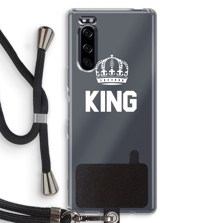 King zwart: Sony Xperia 5 Transparant Hoesje met koord