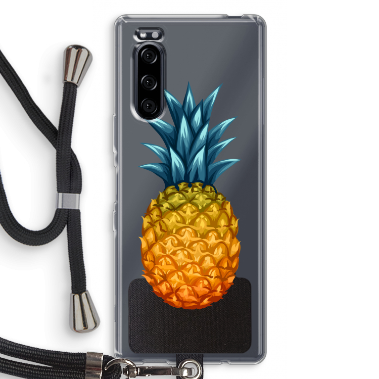 Grote ananas: Sony Xperia 5 Transparant Hoesje met koord
