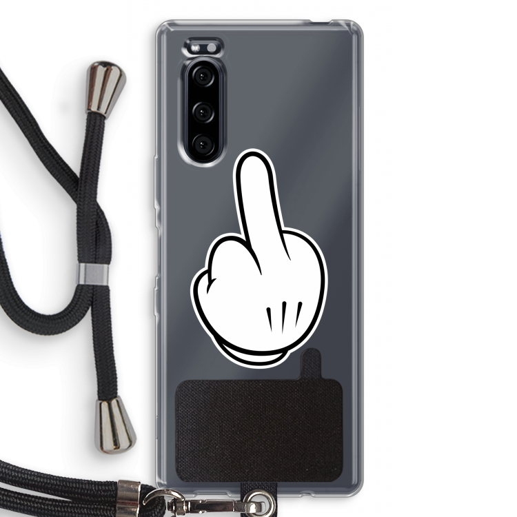 Middle finger black: Sony Xperia 5 Transparant Hoesje met koord