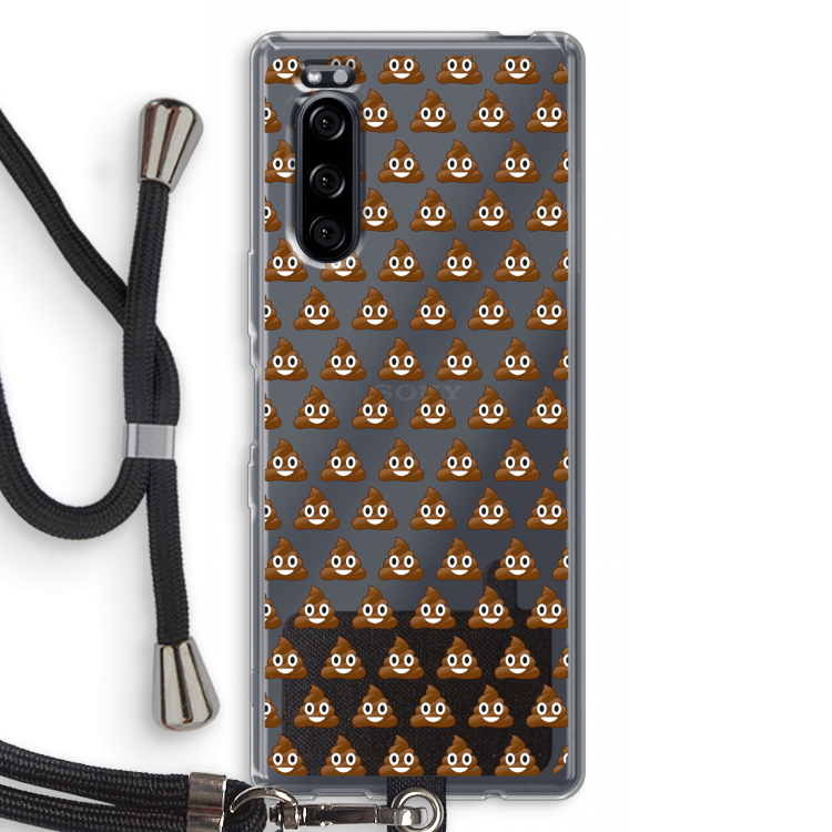 Poop emoji: Sony Xperia 5 Transparant Hoesje met koord