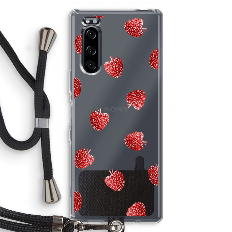 Framboosjes: Sony Xperia 5 Transparant Hoesje met koord