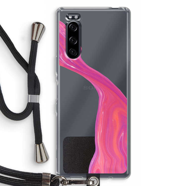 Paarse stroom: Sony Xperia 5 Transparant Hoesje met koord