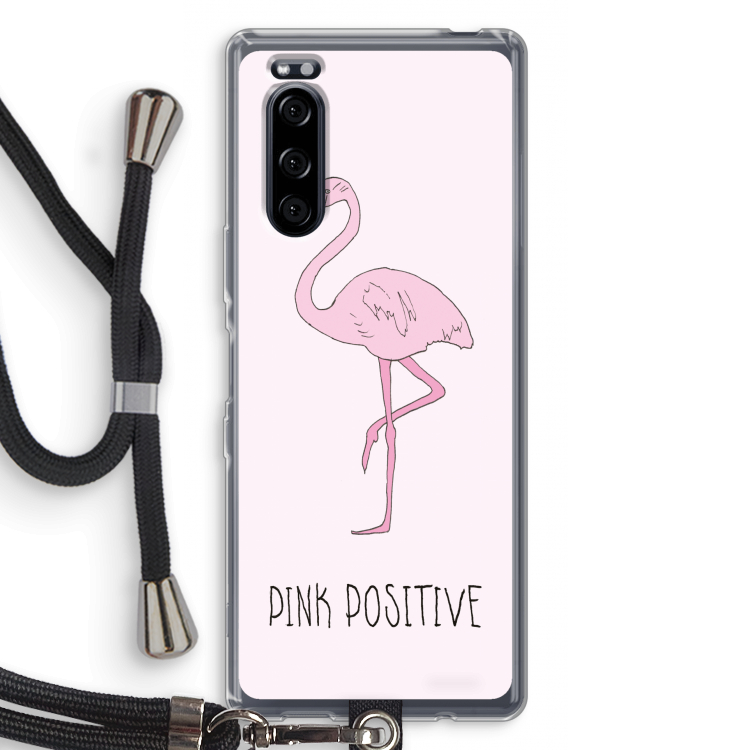 Pink positive: Sony Xperia 5 Transparant Hoesje met koord