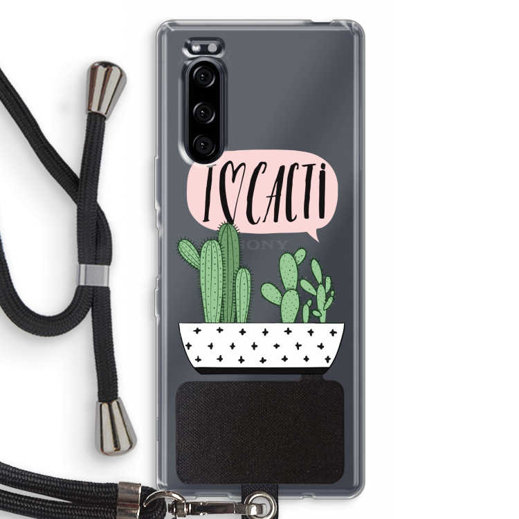 I love cacti: Sony Xperia 5 Transparant Hoesje met koord
