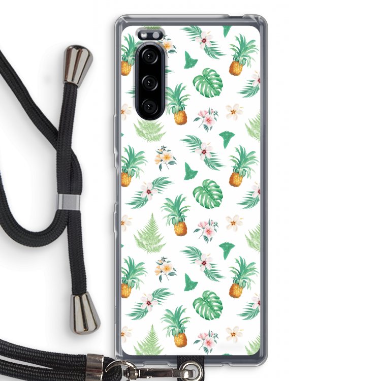 Ananas bladeren: Sony Xperia 5 Transparant Hoesje met koord