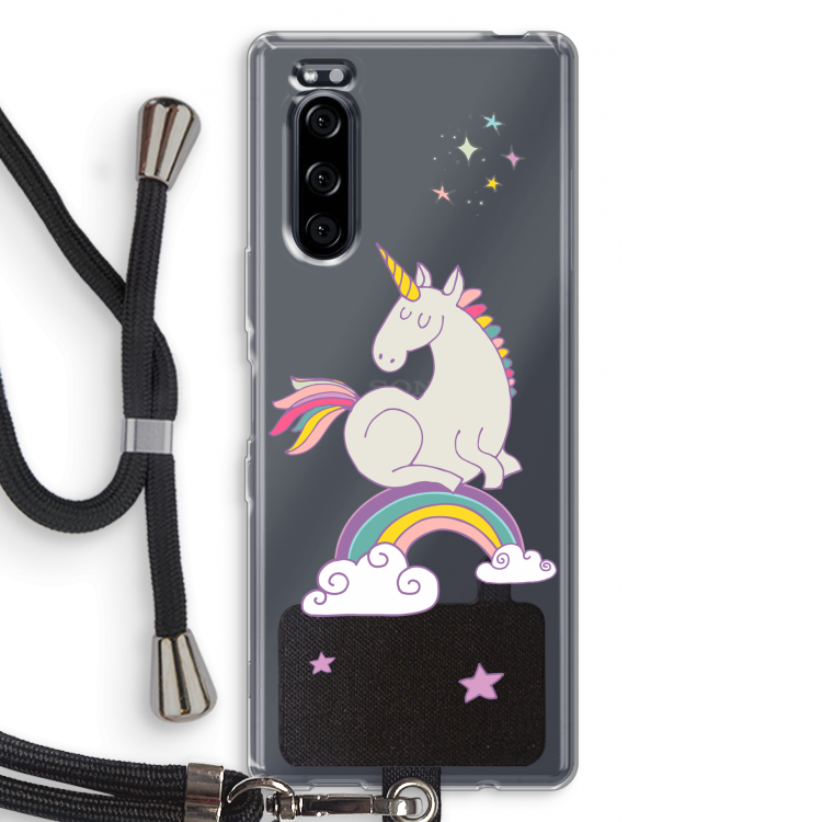 Regenboog eenhoorn: Sony Xperia 5 Transparant Hoesje met koord