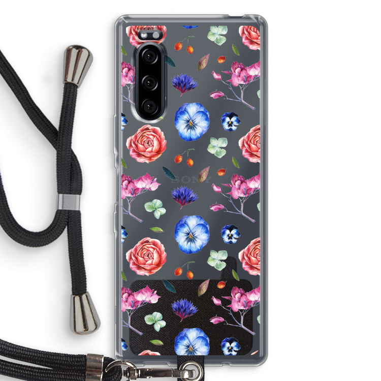 Bloemetjes: Sony Xperia 5 Transparant Hoesje met koord
