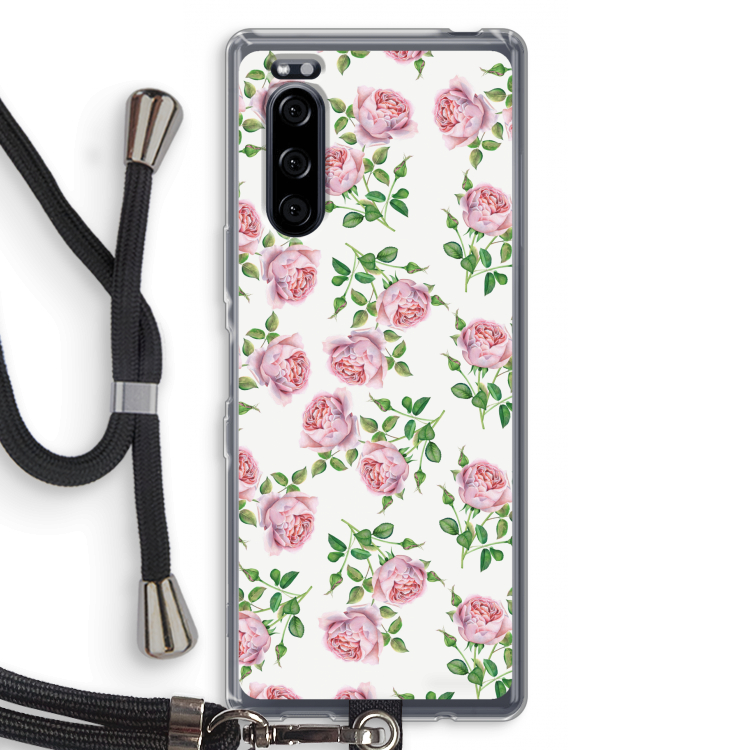 Kleine roosjes: Sony Xperia 5 Transparant Hoesje met koord