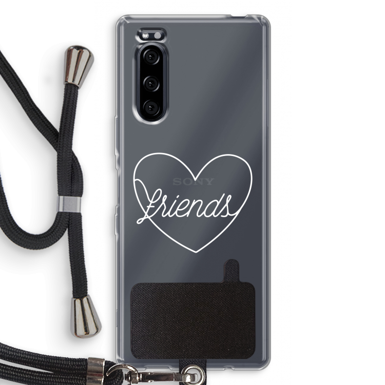 Friends heart pastel: Sony Xperia 5 Transparant Hoesje met koord