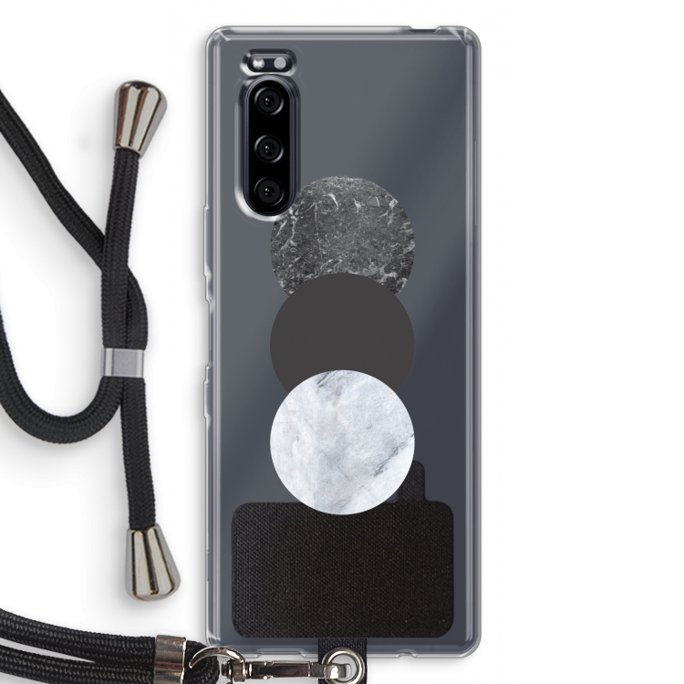 Marmeren cirkels: Sony Xperia 5 Transparant Hoesje met koord