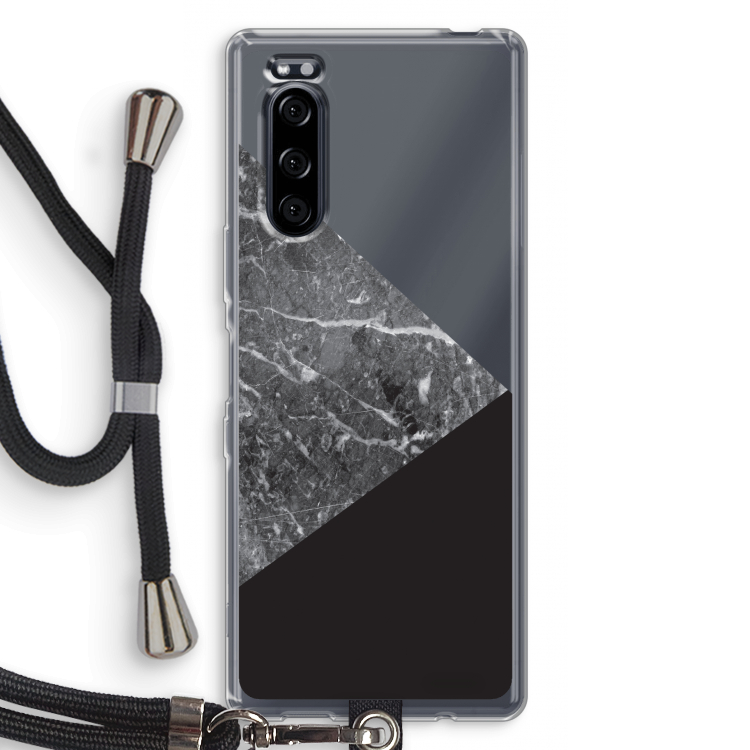Combinatie marmer: Sony Xperia 5 Transparant Hoesje met koord