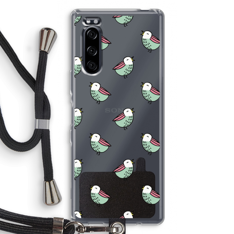 Vogeltjes: Sony Xperia 5 Transparant Hoesje met koord