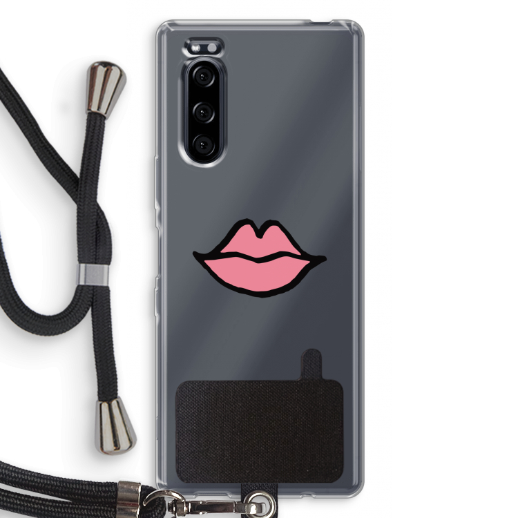 Kusje: Sony Xperia 5 Transparant Hoesje met koord