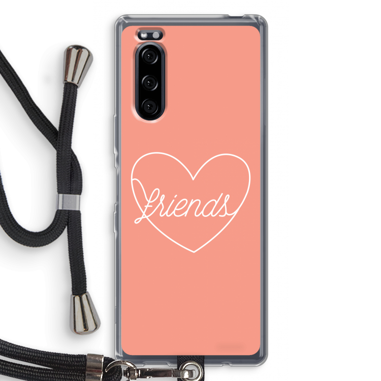 Friends heart: Sony Xperia 5 Transparant Hoesje met koord