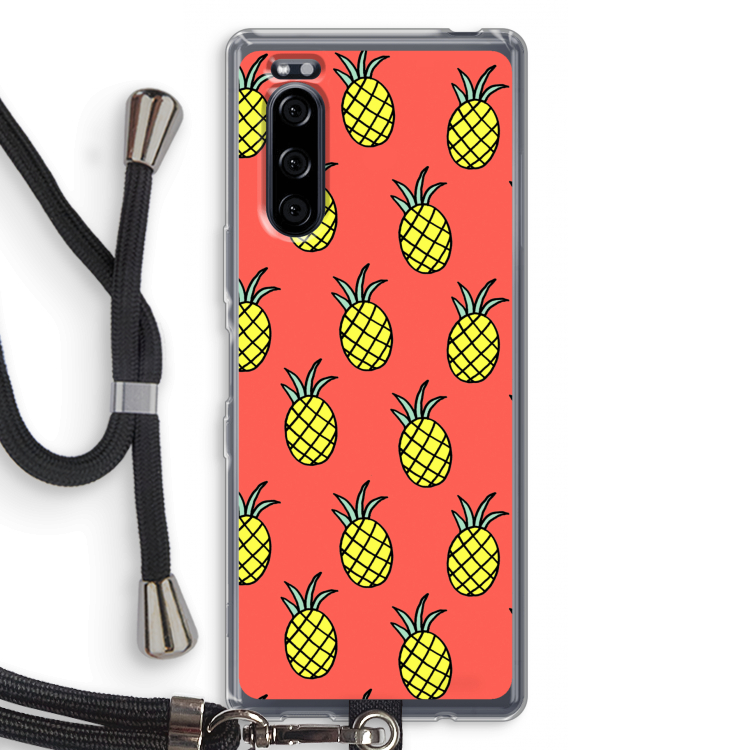 Ananas: Sony Xperia 5 Transparant Hoesje met koord