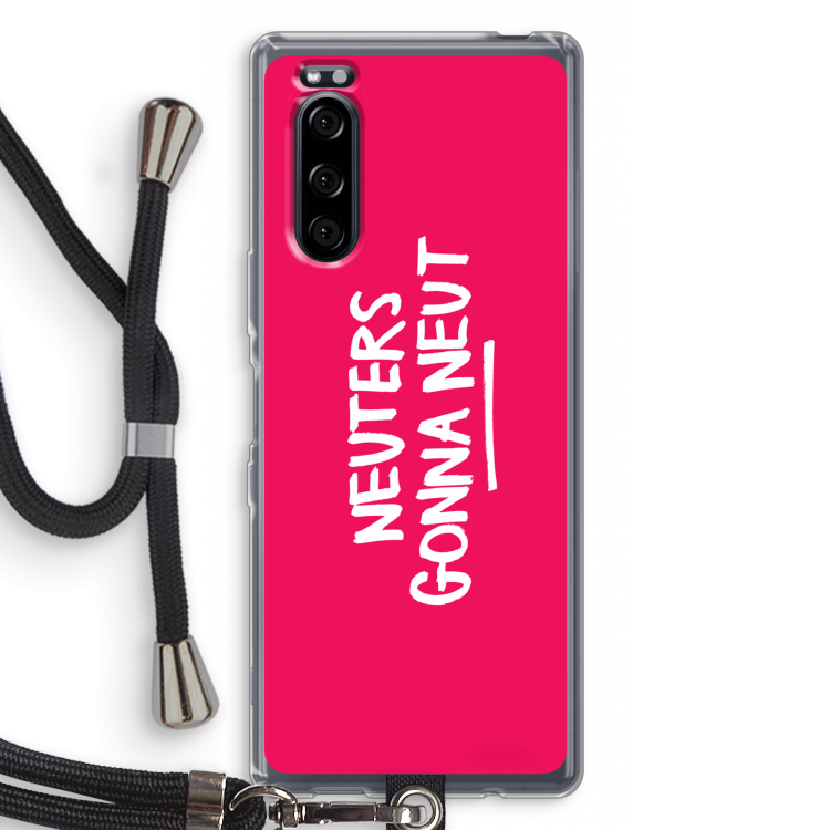 Neuters (roze): Sony Xperia 5 Transparant Hoesje met koord