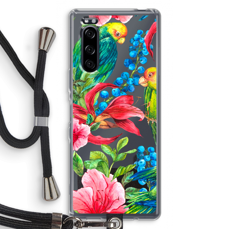 Papegaaien: Sony Xperia 5 Transparant Hoesje met koord