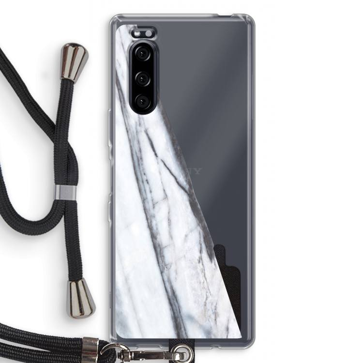 Gestreepte marmer: Sony Xperia 5 Transparant Hoesje met koord