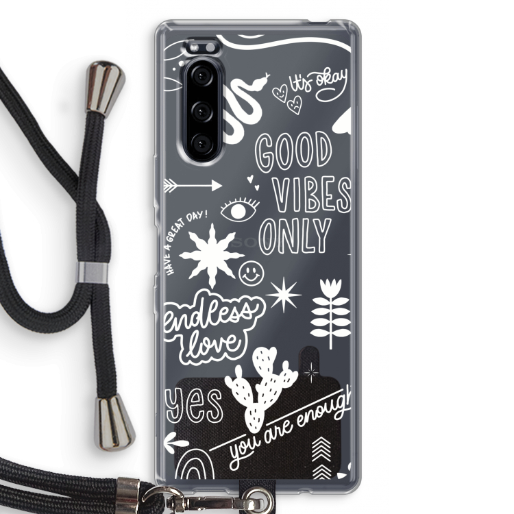 Good vibes: Sony Xperia 5 Transparant Hoesje met koord