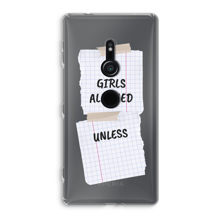 No Girls Allowed Unless: Sony Xperia XZ2 Transparant Hoesje