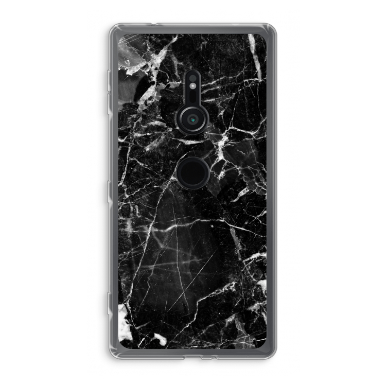 Zwart Marmer 2: Sony Xperia XZ2 Transparant Hoesje