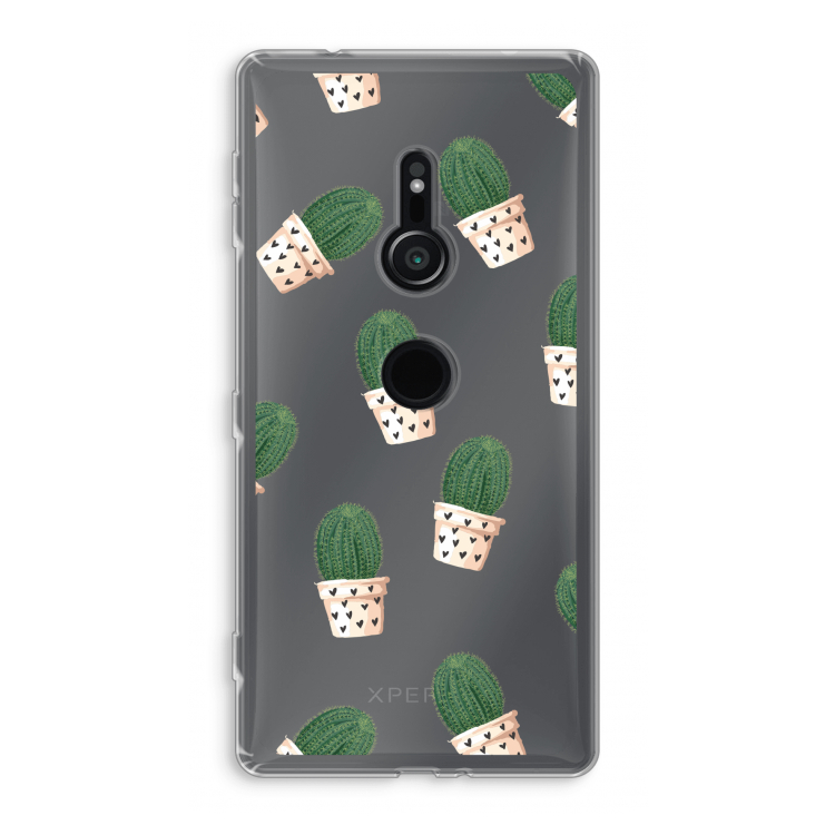 Cactusprint roze: Sony Xperia XZ2 Transparant Hoesje