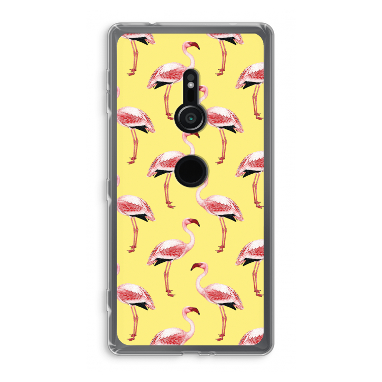 Flamingo's geel: Sony Xperia XZ2 Transparant Hoesje