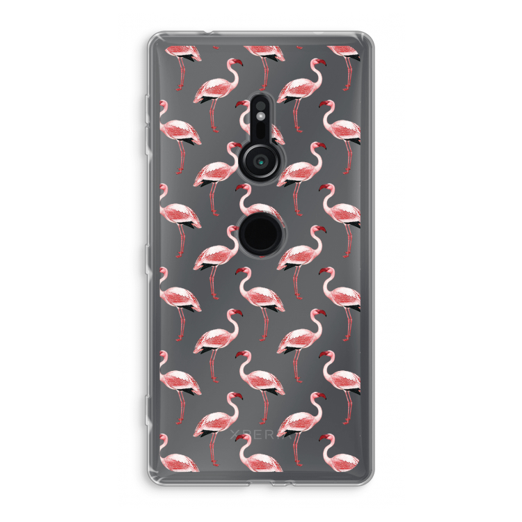 Flamingoprint groen: Sony Xperia XZ2 Transparant Hoesje