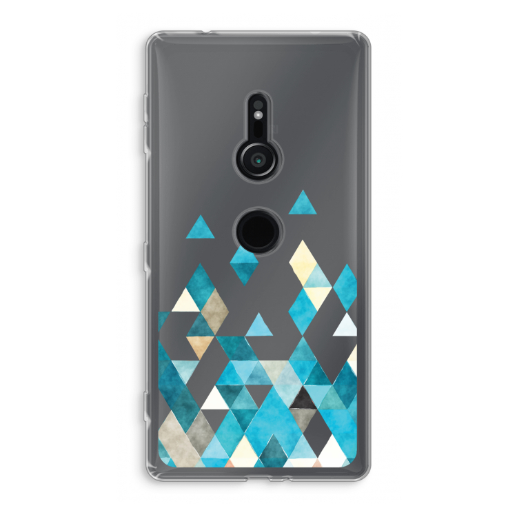 Gekleurde driehoekjes blauw: Sony Xperia XZ2 Transparant Hoesje