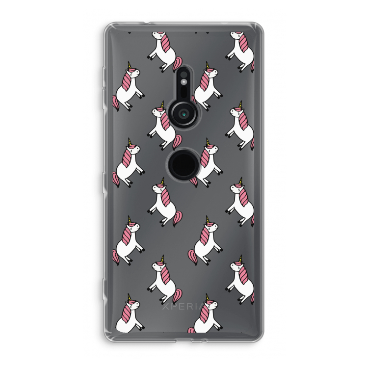 Eenhoorns overal: Sony Xperia XZ2 Transparant Hoesje