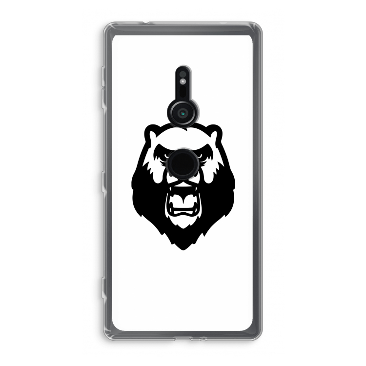 Angry Bear (white): Sony Xperia XZ2 Transparant Hoesje