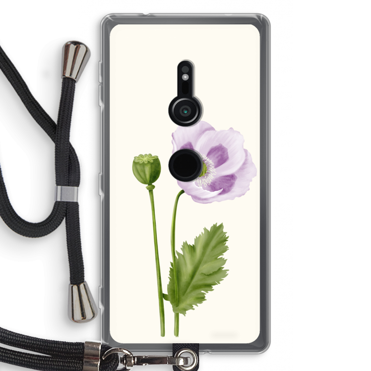 Purple poppy: Sony Xperia XZ2 Transparant Hoesje met koord