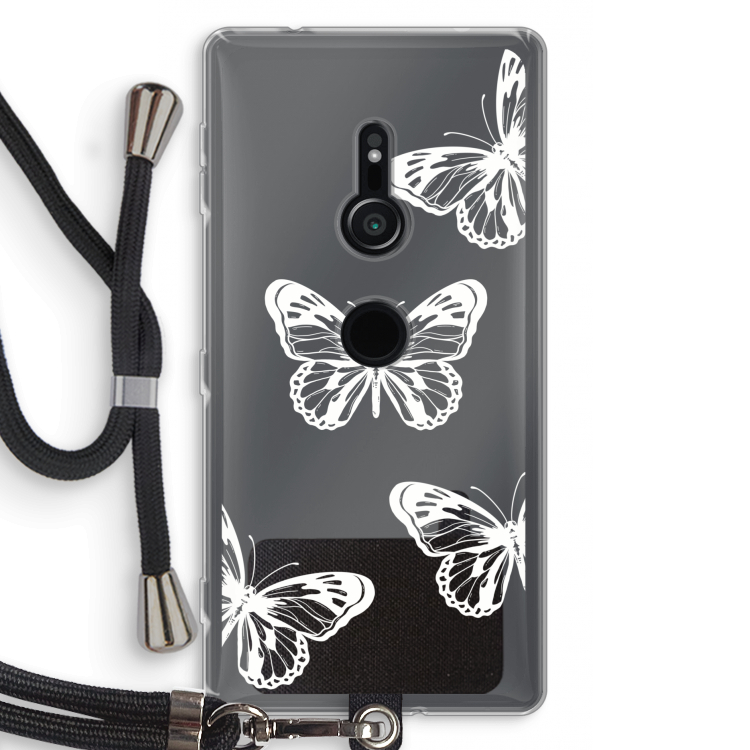 White butterfly: Sony Xperia XZ2 Transparant Hoesje met koord