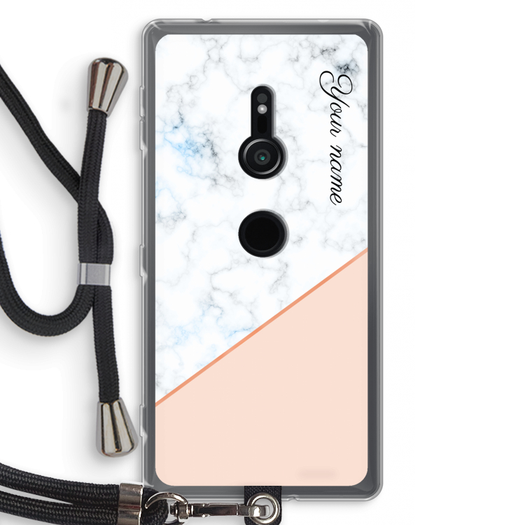 Marmer in stijl: Sony Xperia XZ2 Transparant Hoesje met koord