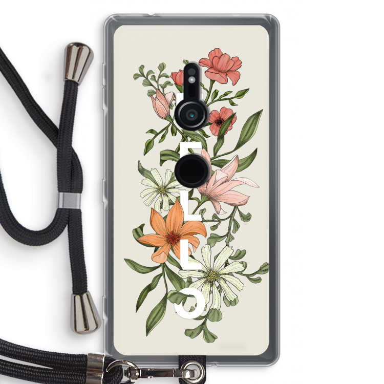Hello bloemen: Sony Xperia XZ2 Transparant Hoesje met koord