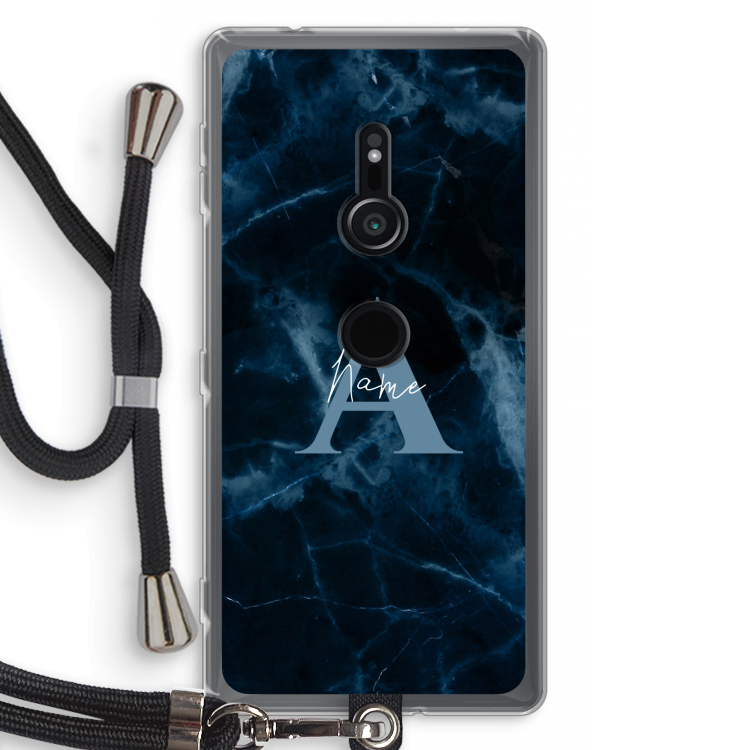 Midnight Marble: Sony Xperia XZ2 Transparant Hoesje met koord