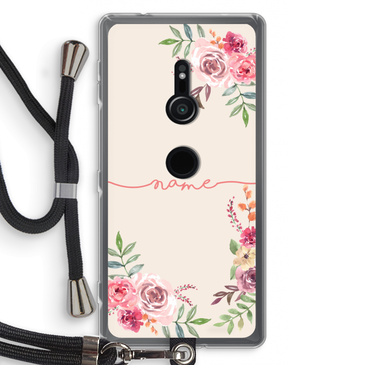 Rozen: Sony Xperia XZ2 Transparant Hoesje met koord