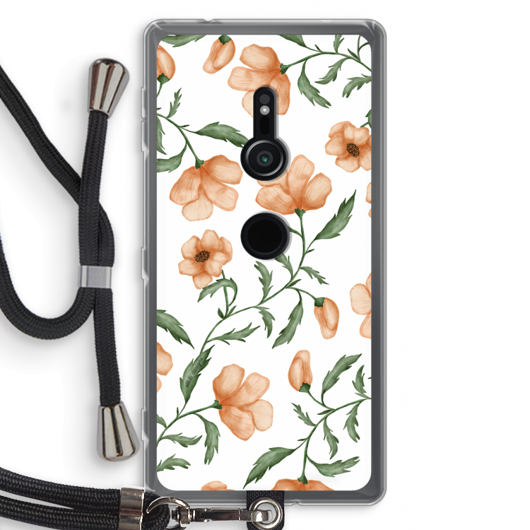 Peachy flowers: Sony Xperia XZ2 Transparant Hoesje met koord