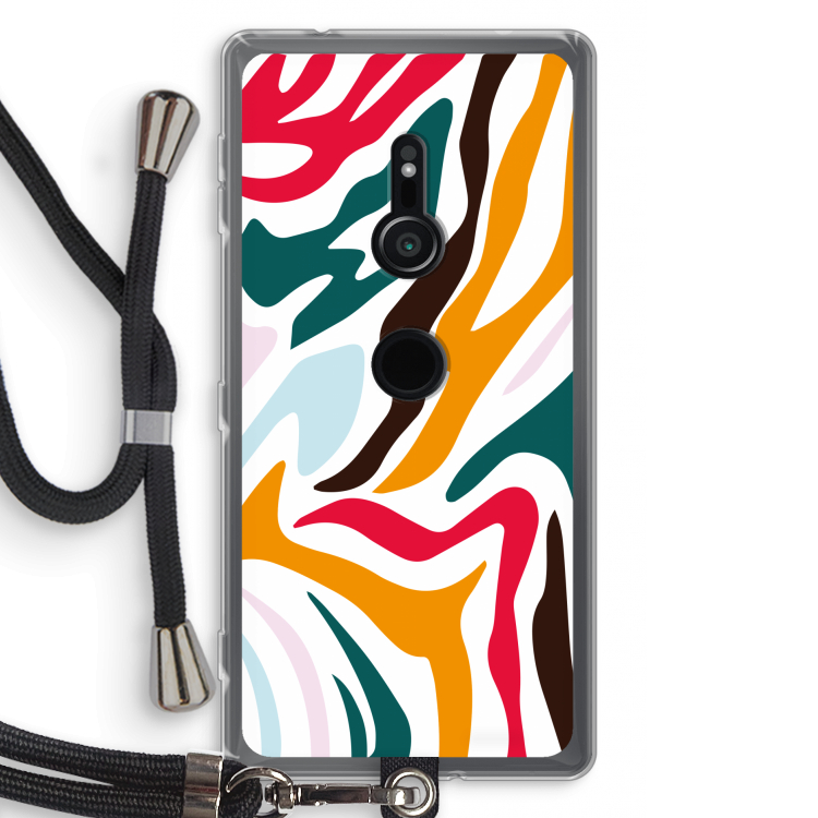 Colored Zebra: Sony Xperia XZ2 Transparant Hoesje met koord