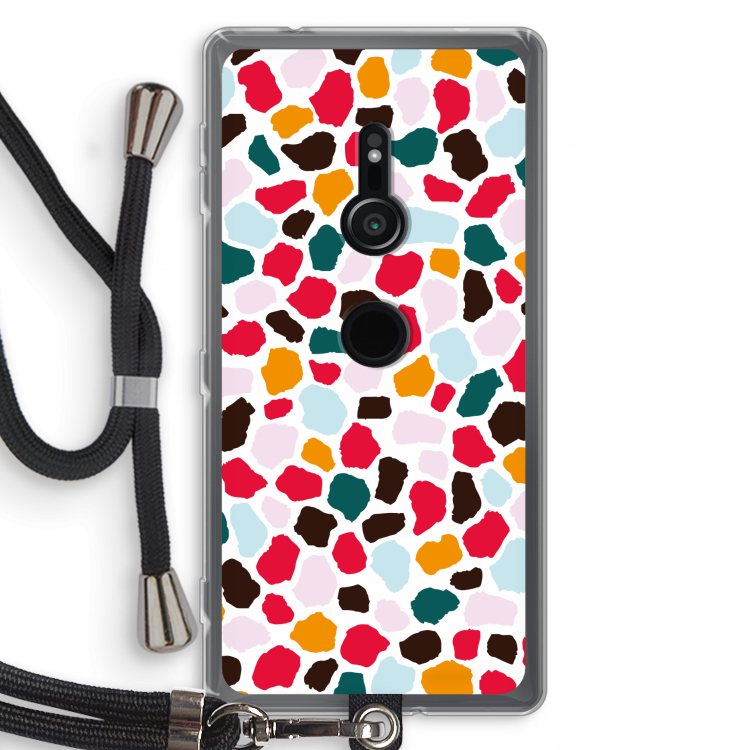 Colored Giraffe: Sony Xperia XZ2 Transparant Hoesje met koord
