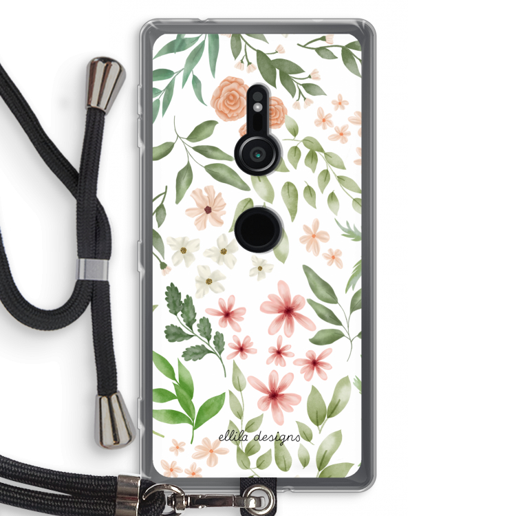 Botanical sweet flower heaven: Sony Xperia XZ2 Transparant Hoesje met koord