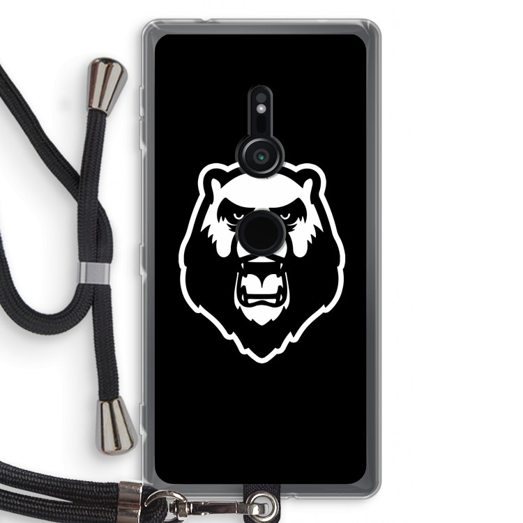 Angry Bear (black): Sony Xperia XZ2 Transparant Hoesje met koord