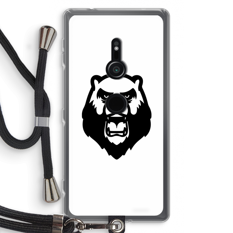 Angry Bear (white): Sony Xperia XZ2 Transparant Hoesje met koord